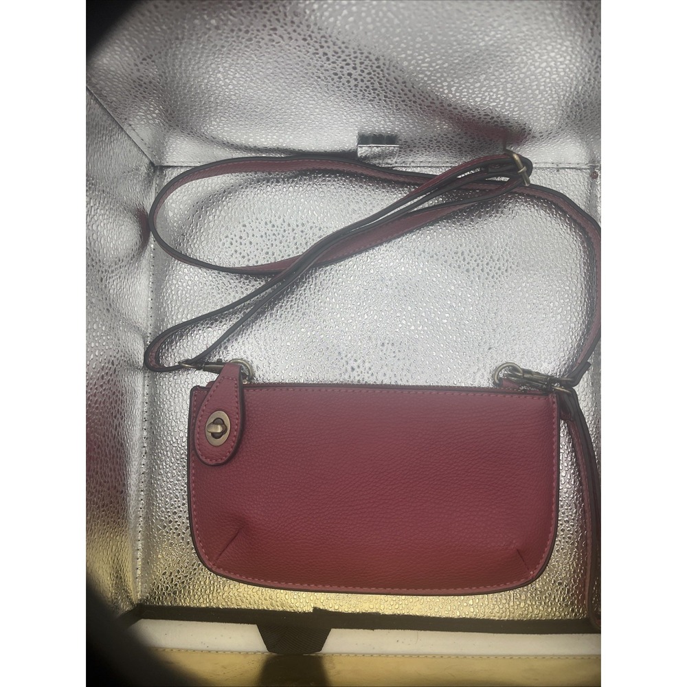 Joy Susan Women's Vegan Leather Wristlet Crossbody Clutch Bag Hot Pink W/ strap - Picture 4 of 16